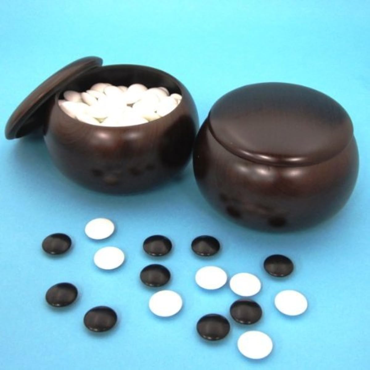 Go bowl Go stone set Set of plastic Go bowl made of precious wood and hard glass new Go stone bamboo (approx. 9mm thick)