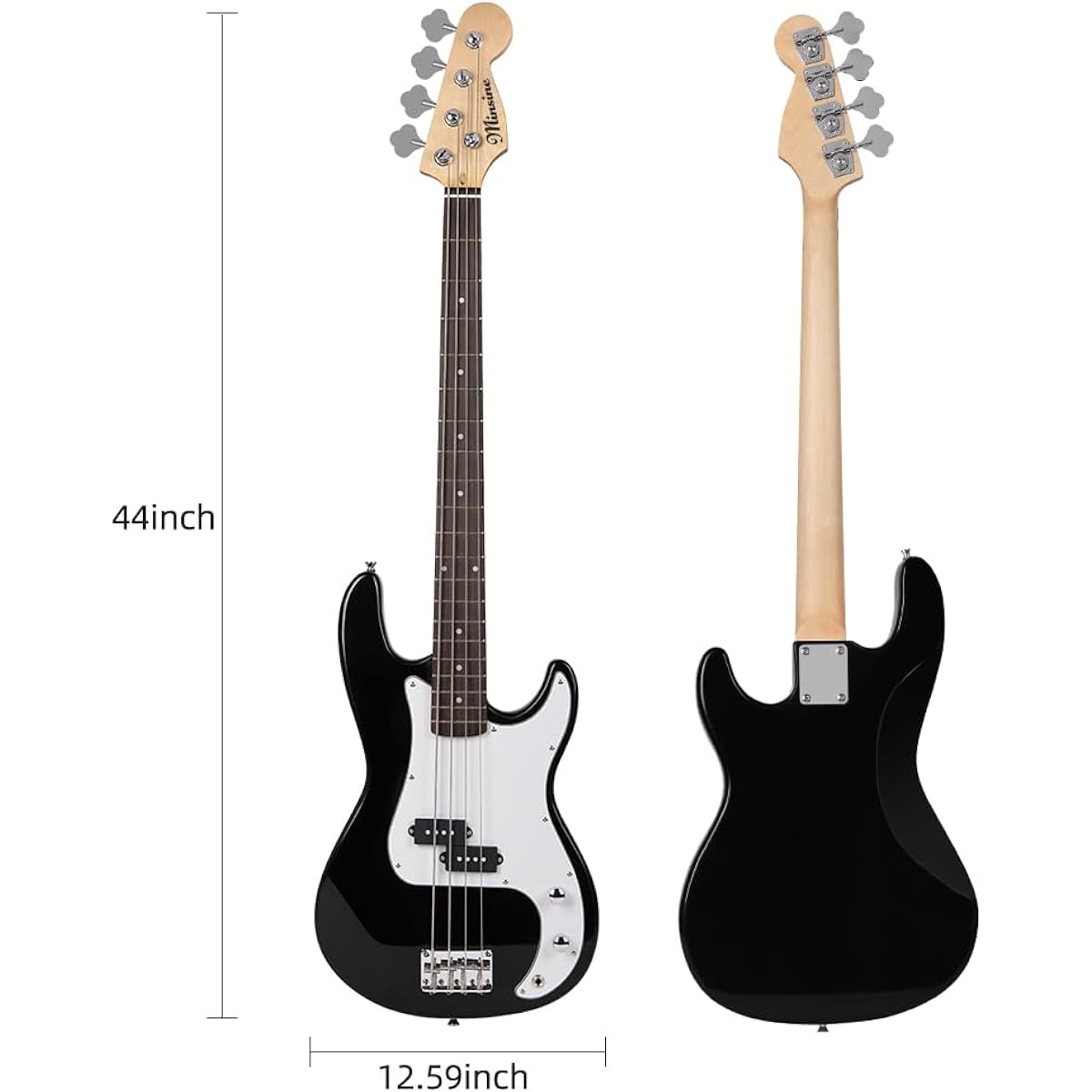Bullfighter Electric Bass Set with Accessories Set, 4 String Bass Electric Bass Beginner Introductory Performance Rock Instrument Bass (Black-1)
