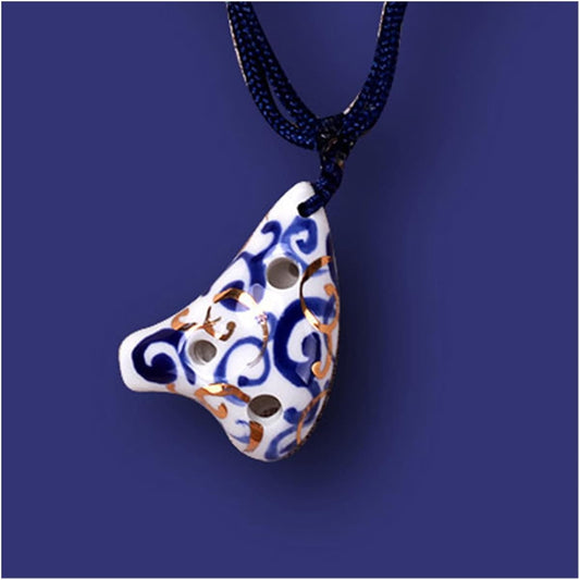 6 Holes Mini Extra High Pitch C Boat Shaped Small Blue and White Ocarina Musical Instrument Pendant Ocarina Ocarina Instrument
