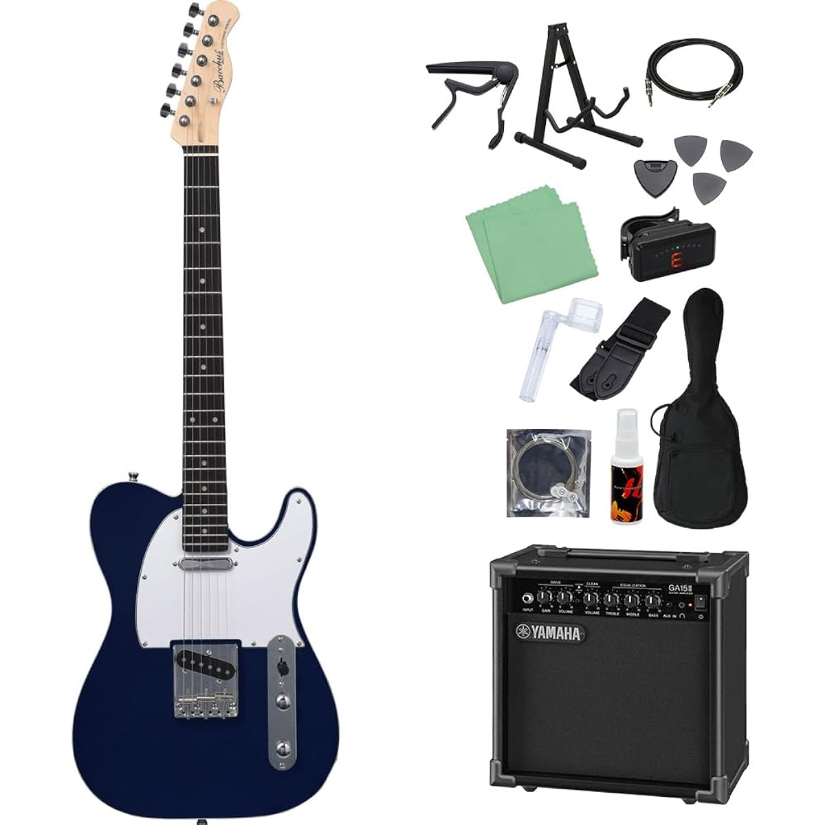 Bacchus BTC-1R DLPB Electric Guitar Beginner 14-Piece Set [Includes GA15II] Dark Lake Placid Blue Bacchus