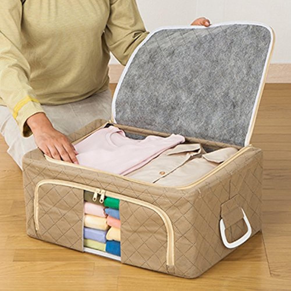 Astro Storage Case, Beige, Set of 4, Wire Storage Box, Activated Carbon Deodorizing, Non-woven Fabric, Stackable Clothes Case 620-60