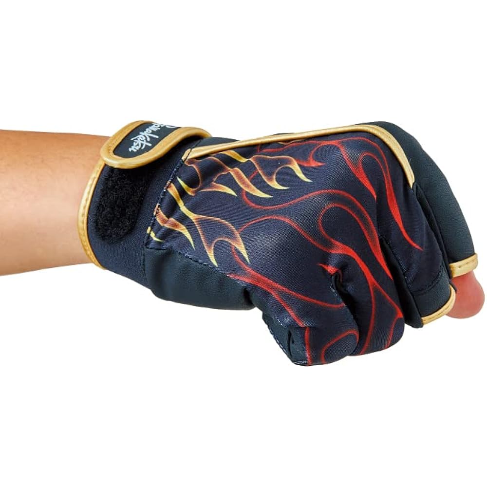 Gamakatsu Stretch Fishing Gloves (Flame Pattern/3 Pieces)