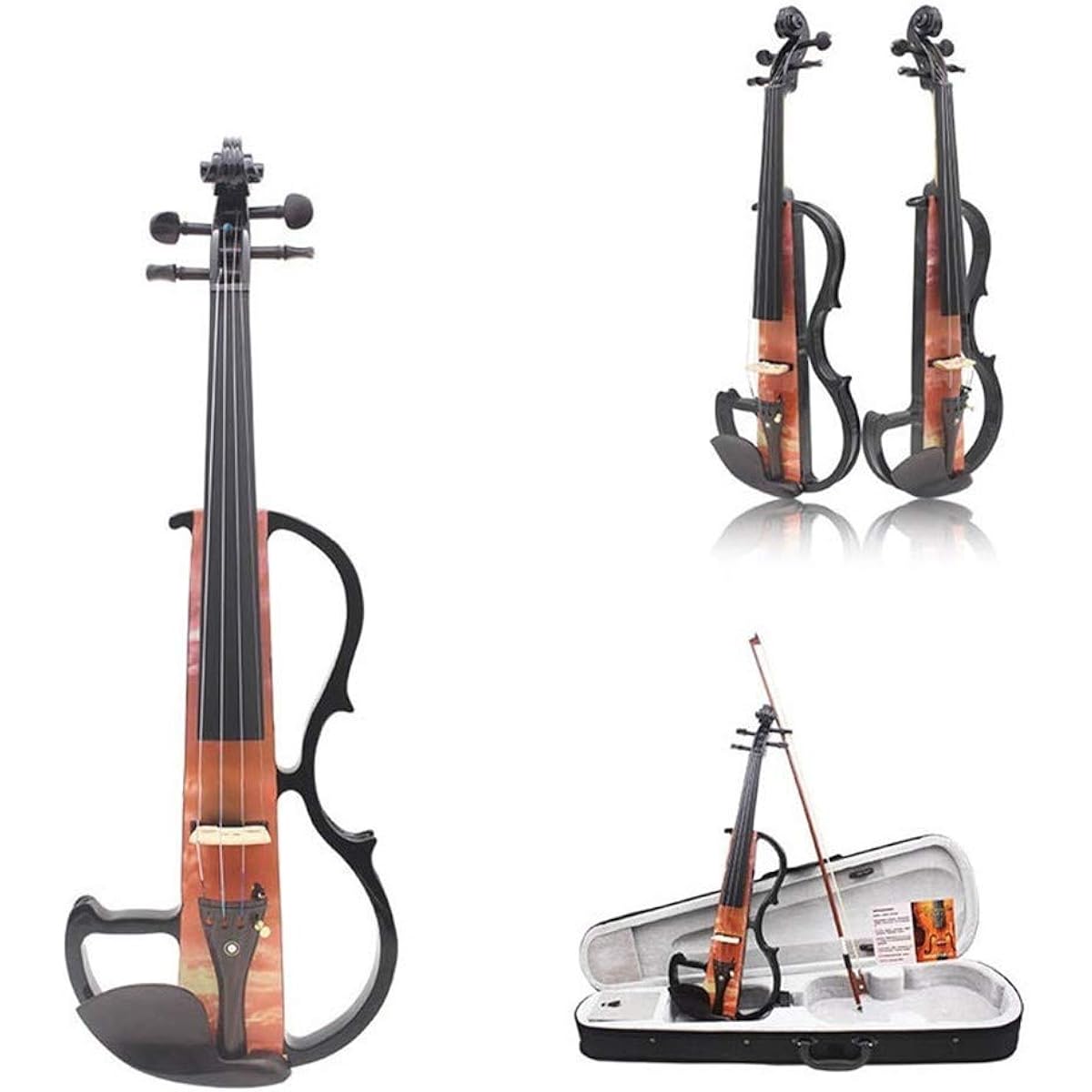 Violin Electric Violin Maple with Chin Rest Electric Violin Kit (Color: Orange)