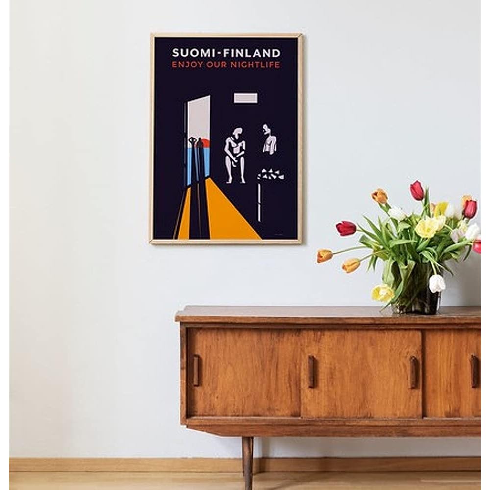 Cometu Finland Finland Poster "Nightlife" by Tintin Rovinski Black 50x70cm