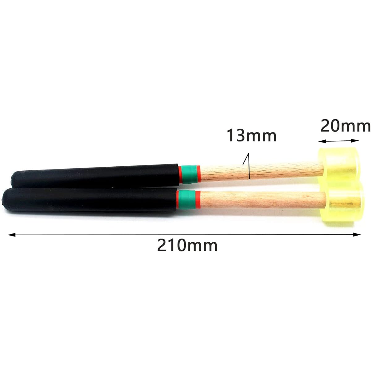 TUOREN 8.3 Inch Rubber Head Percussion Mallet Stick for Tenor Steel Pan Steel Tongue Drum Wooden Handle