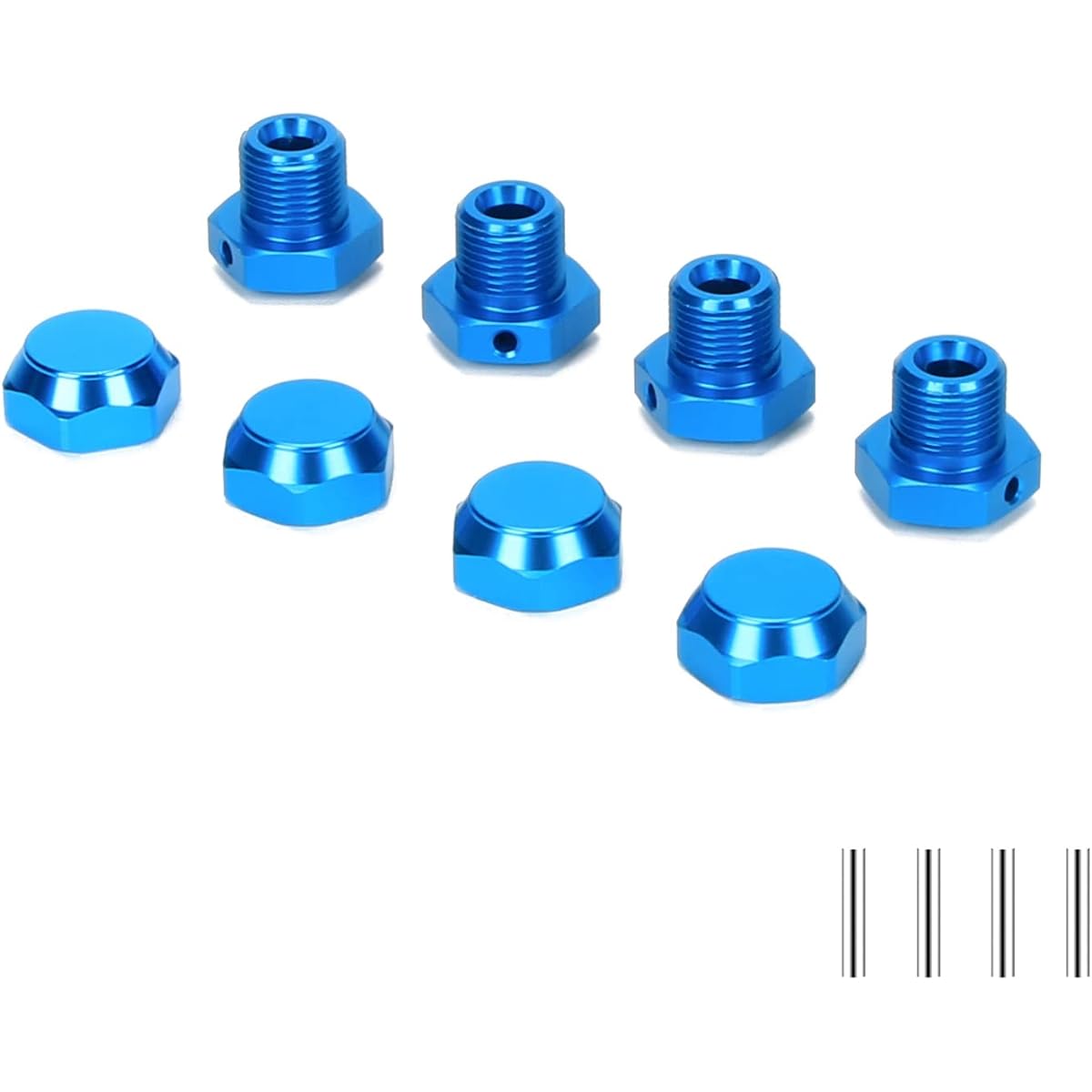 RCAWD Aluminum Alloy Wheel Nuts 17mm Wheel Hex Hub Adapter 17mm 1-8 for Arrma 3s 4S 6S Blx&Mega550 (Blue)