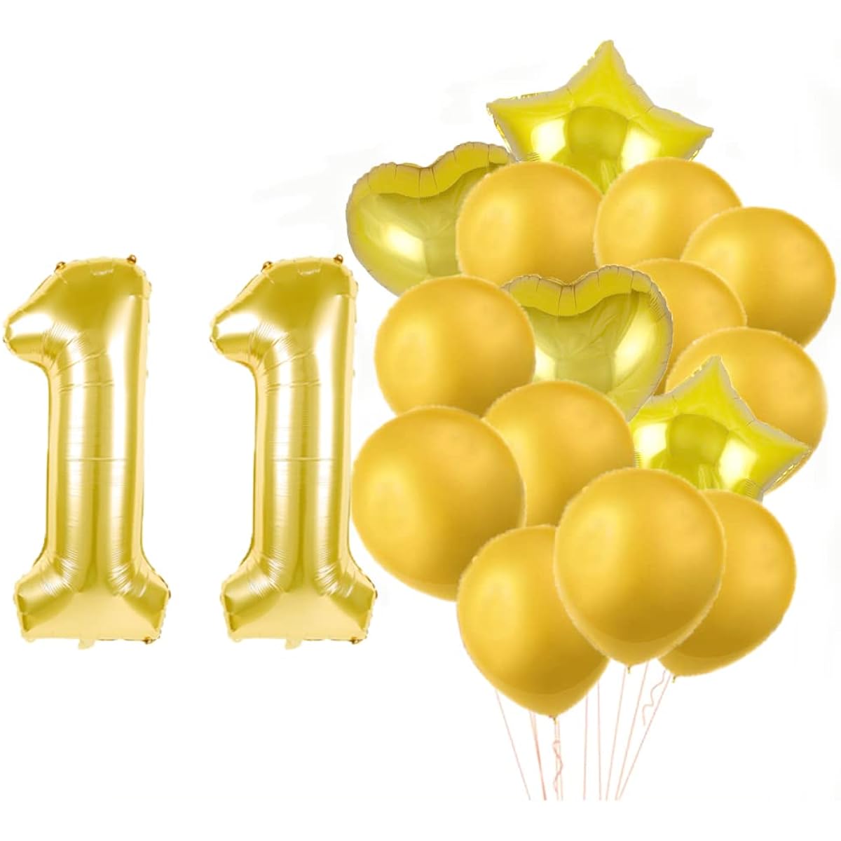 Sweet 11th Birthday Decorations Party Supplies, Gold Number 11 Balloons, 11th Foil Mylar Balloons, Latex Balloon Decorations, 11th Birthday Gifts, Perfect for Girls, Women, Men, Photo Props.