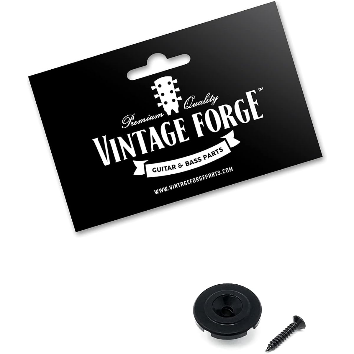Vintage Forge Black Tall Round Slotted String Retainer Guide Tree Fender Precision Jazz Style Bass Guitar with Screws BSR10-BLK