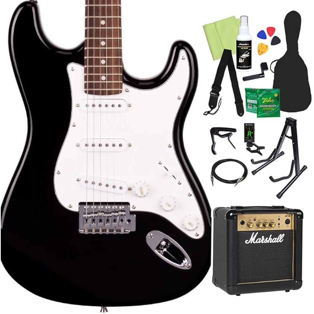 SX ED1 Electric Guitar Beginner 14-piece Set [Includes MG10] BK Stratocaster Type SX