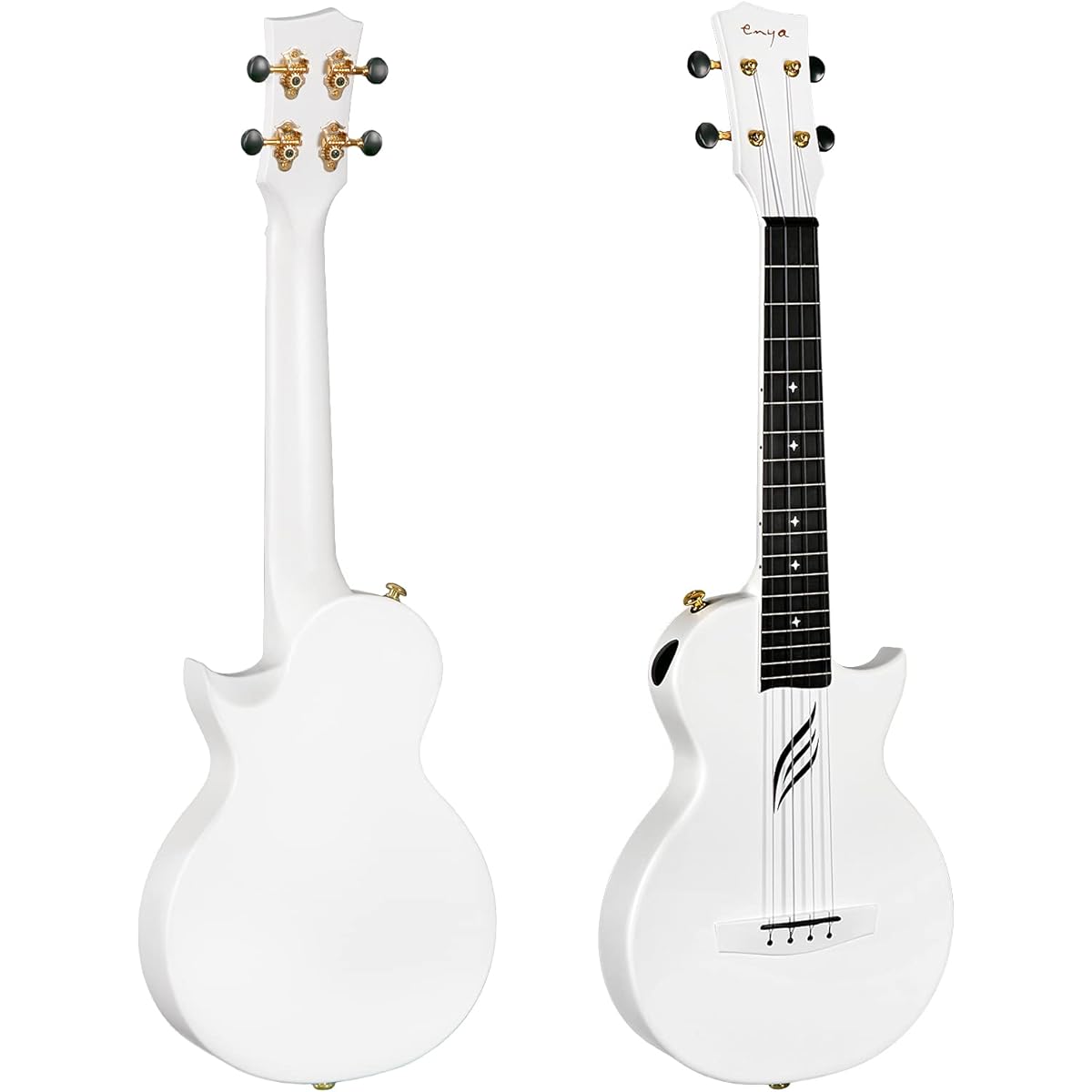 Enya Nova U Pro Ukulele tenor size carbon molded ukulele kit, accessories: ukulele case, strap, capo, fluorocarbon replacement strings (White)