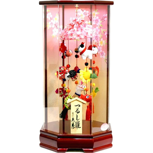 Hina dolls by Kyugetsu, Sagemon "Hanging dolls with cherry blossom branches" Acrylic case decoration