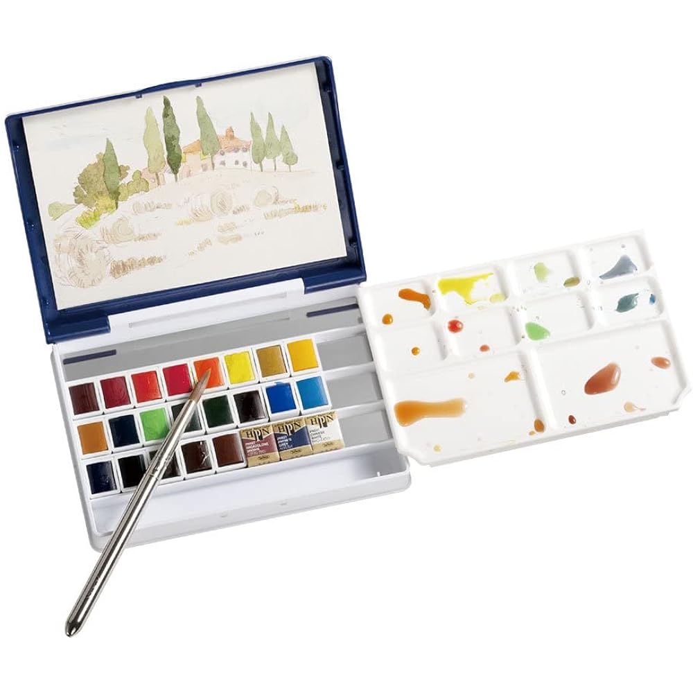 Holbein Solid Watercolor Paint Artist Pan Color PN691 12 Color Set (Palm Box) 02691