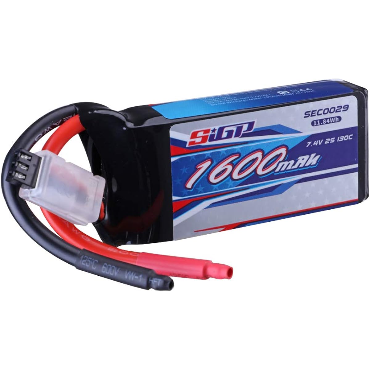 SIGP 2S 7.4V Lipo Battery 1600mAh 130C Soft Pack with XT60 Plug for RC Helicopter