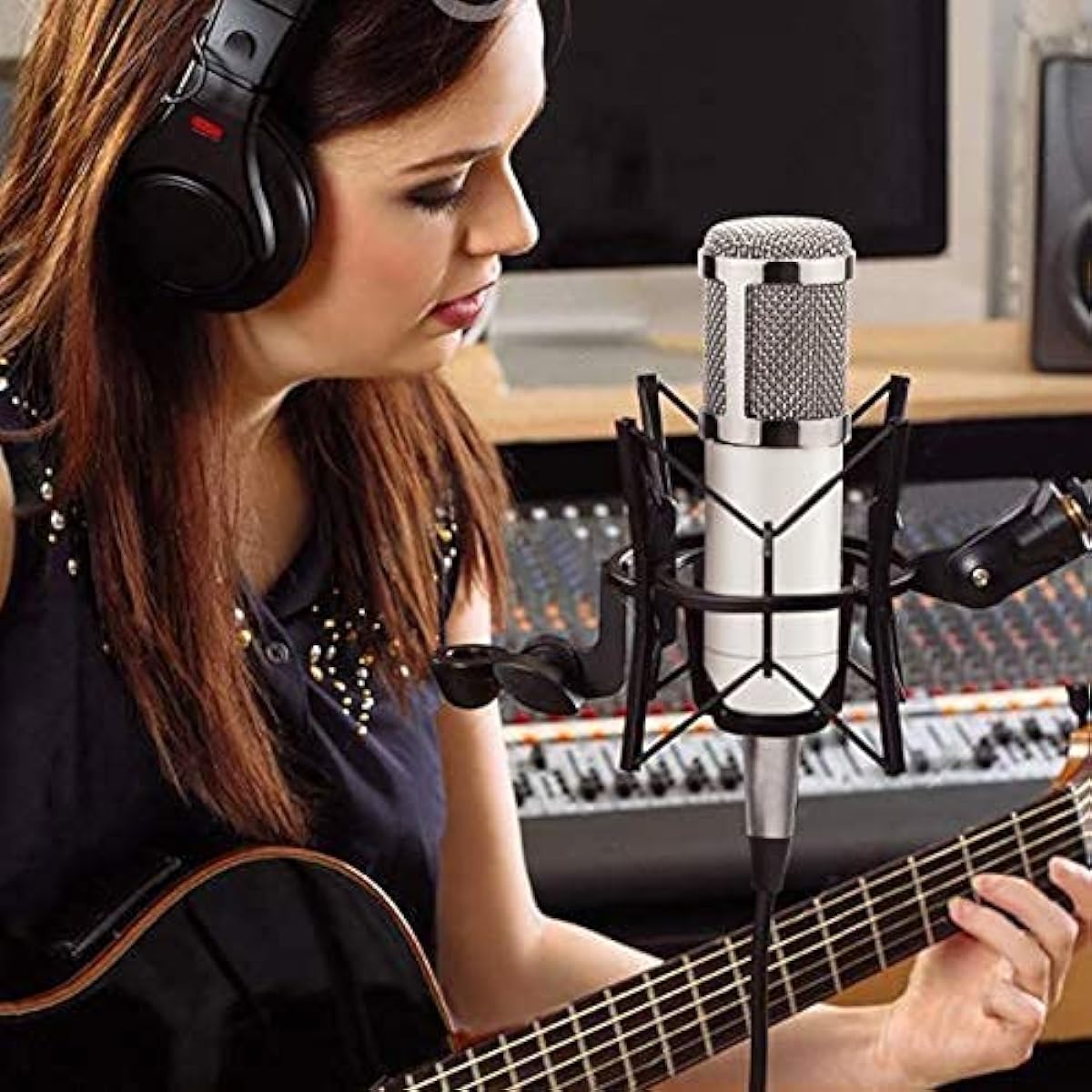 Condenser Microphone USB Socket Suit for Online Teaching Meeting Chat with Tripod Stand Microphone Clip
