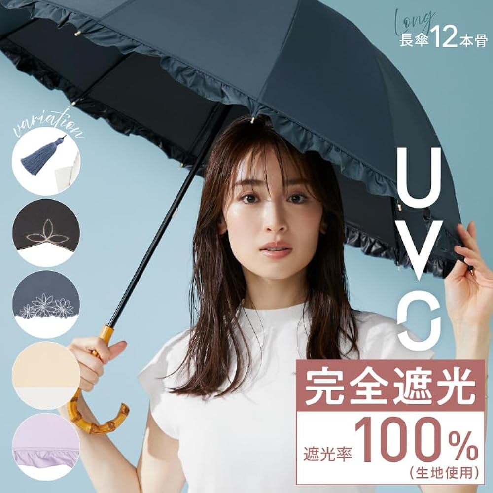 [2024] Wpc. Strongest Parasol UVO (Ubo) Long Umbrella/12K Plain Tassel Off Suitable for Both Sunny and Rainy Weather Insulating Rib 55cm Large Hand Open Ladies Bamboo Handle Stylish Cute Simple Elegant Adult Commuting to School High Spec UVO12K-06