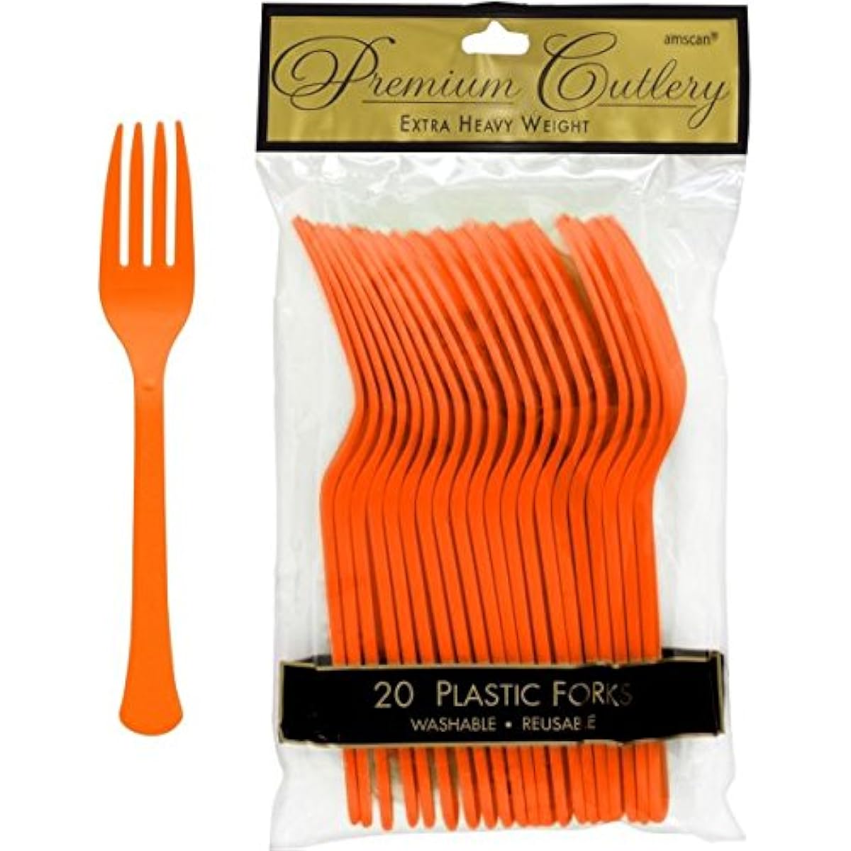 Heavy Weight Plastic Fork Orange Package 20