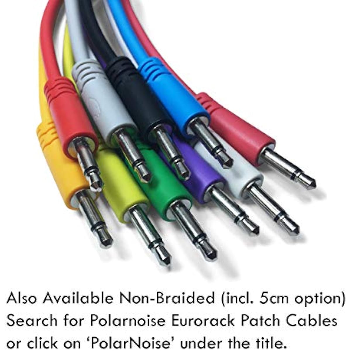 Eurorack Patch Cables - Set of 5 Braided 3.5mm to 3.5mm mono patch cables for use with Modular Synthesizers (10 Colours / 6 Lengths)