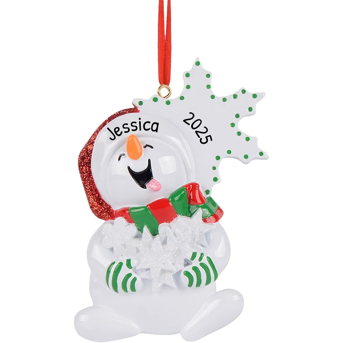 Personalized Snowman Christmas Ornament - Snowman Ornament 2022 Frosty Snowman Ornament Frosty Friends Ornament Snowbuddy 2022 Ornament - Catching Snowflake - Free Customization