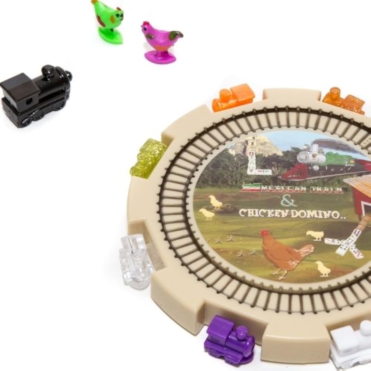 Bello Games New York, Inc. Mexican & Chicken Domino Center with Train & Chicken Sounds & Accessories