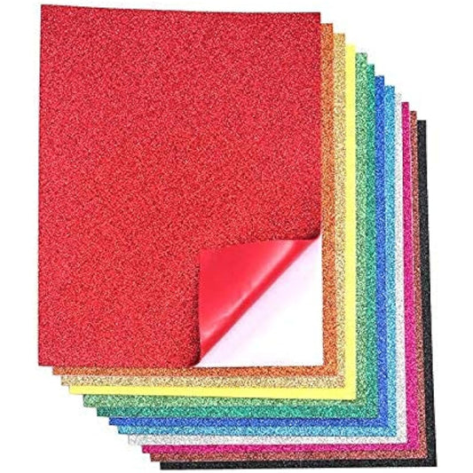 Glitter Foam Handcraft Letter Size Sheets 8.5 x 11 Inch (20 Pack) Self-Adhesive - Colorful Craft Sponge for DIY Projects, Classroom, Parties and More | Thick and Soft Paper, 20 Colors