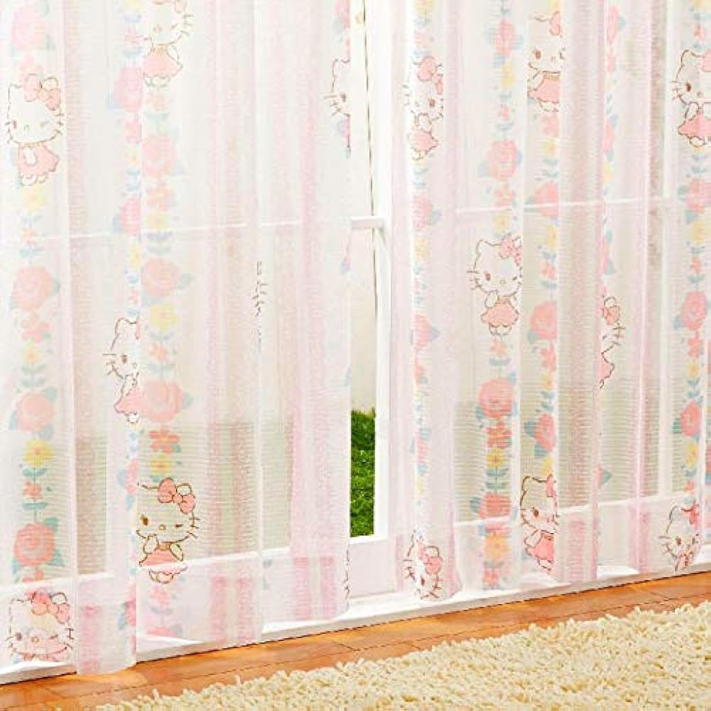SANRIO Hello Kitty Class 2 Blackout Heat Shielding Curtain + Lace Curtain Set of 4 Width 100 x 178cm Length SB-521-S/SB-522-S
