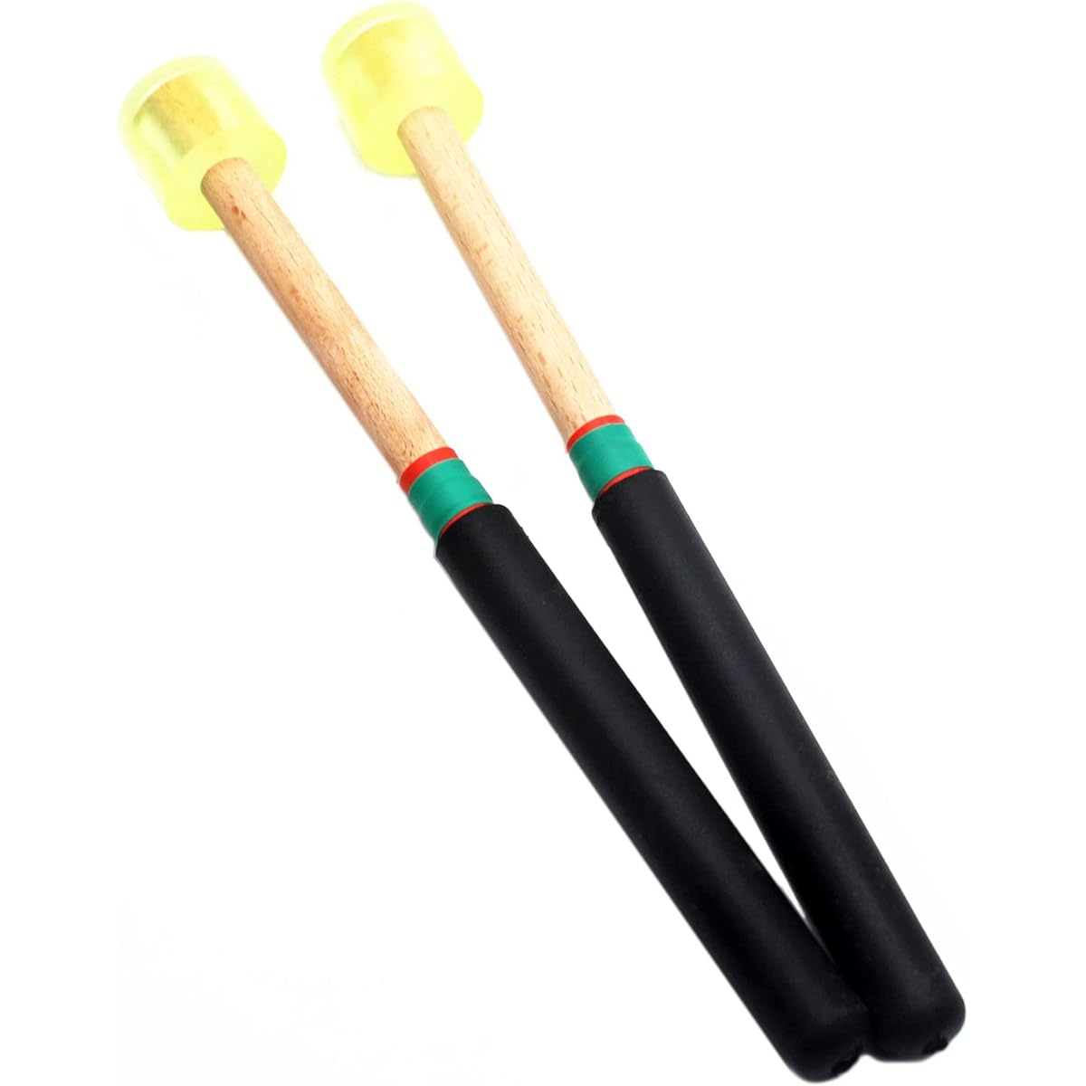 TUOREN 8.3 Inch Rubber Head Percussion Mallet Stick for Tenor Steel Pan Steel Tongue Drum Wooden Handle
