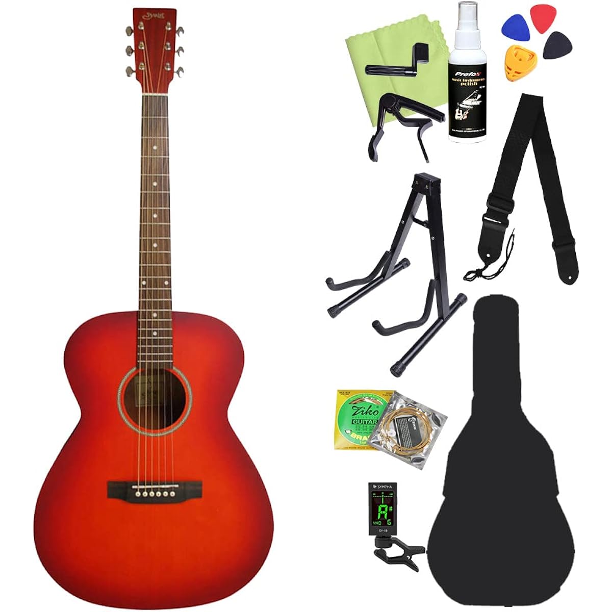 S.Yairi YF-04/CS Cherry Sunburst Acoustic Guitar Beginner Set 12-piece Set Folk Guitar Limited Series S Yairi