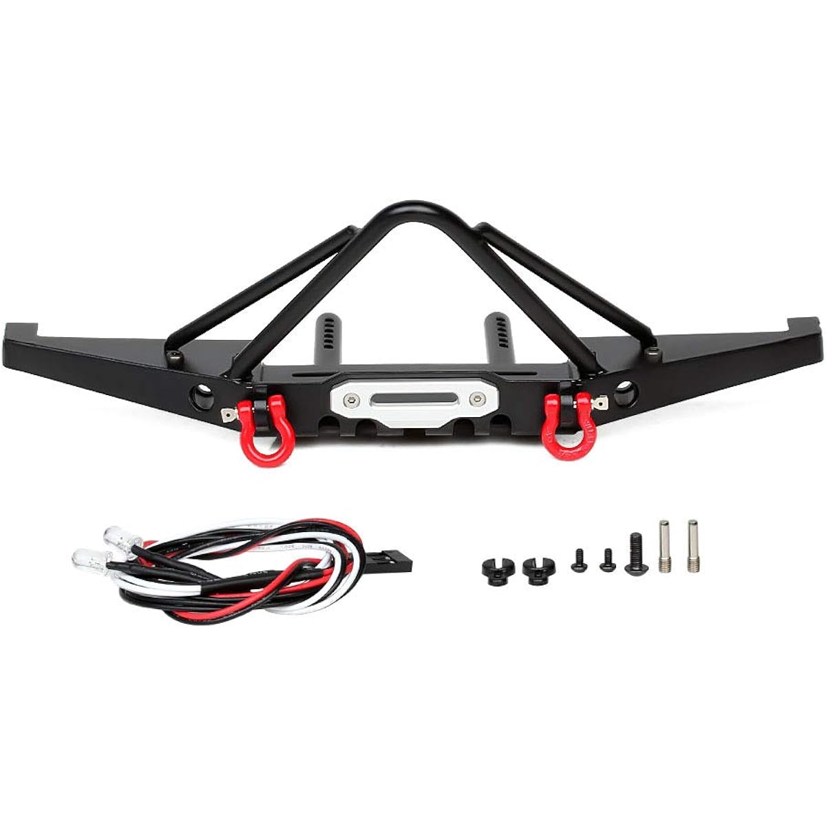 INJORA RC Front Bumper Metal Front Bumper Set RC Accessories for 1:10 RC Crawler Axial SCX10 and SCX10 II 90046 90047 (Black)
