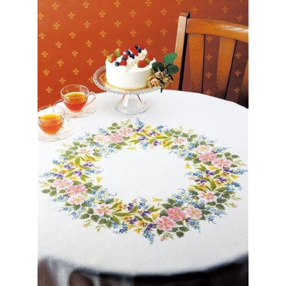 Olympus Silk Cross Stitch Embroidery Kit Table Cloth & Table Center Wild Rose Table Cloth Off White 1187