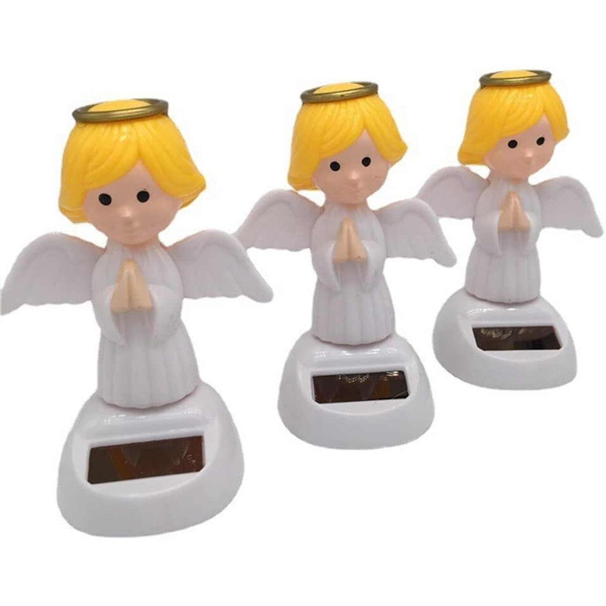 Mersuii 3 Pieces Solar Powered Dancing Angel Bobblehead Toy Decoration for Dashboard Solar Swinging Angel Dancing Figure Car Interior Party Decoration