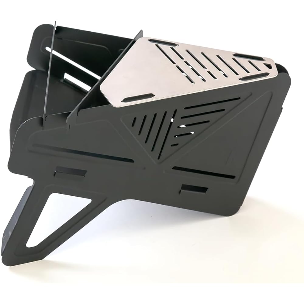 [AUTEC CAMP] COOK PIT Limited Black [Limited Item] Cockpit AO-112104 Grill Trivet Set Bonfire Stand Barbecue Stove (Compact Grill with Storage Case Lightweight Folding Autech Camp) Audio Technica