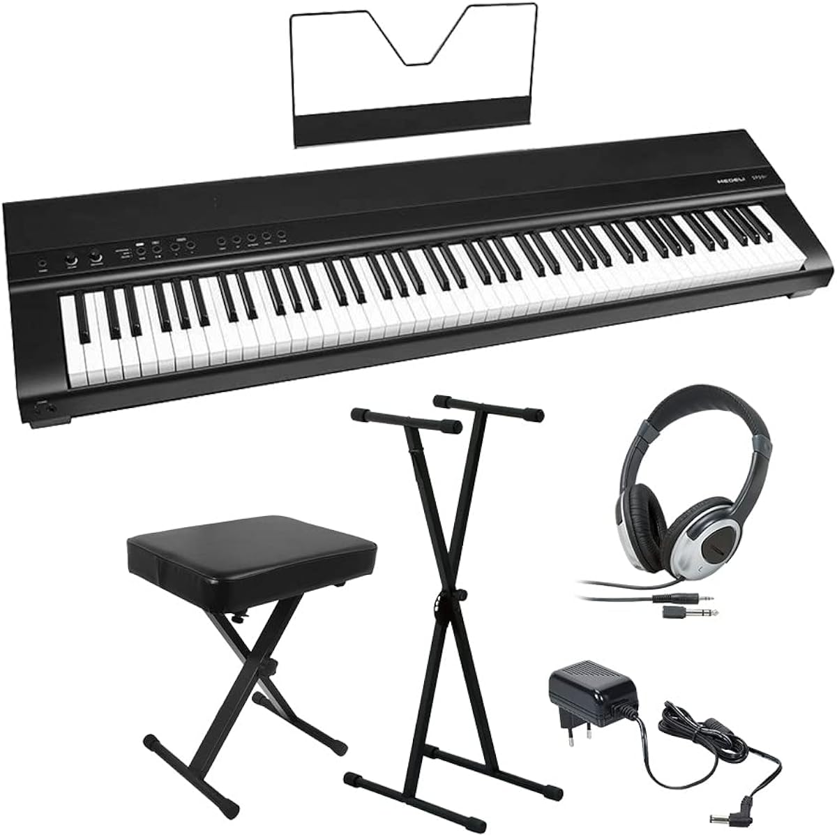 MEDELI SP201 Black Digital Piano 88 Keys X Stand, X Chair, Headphone Set MEDELI