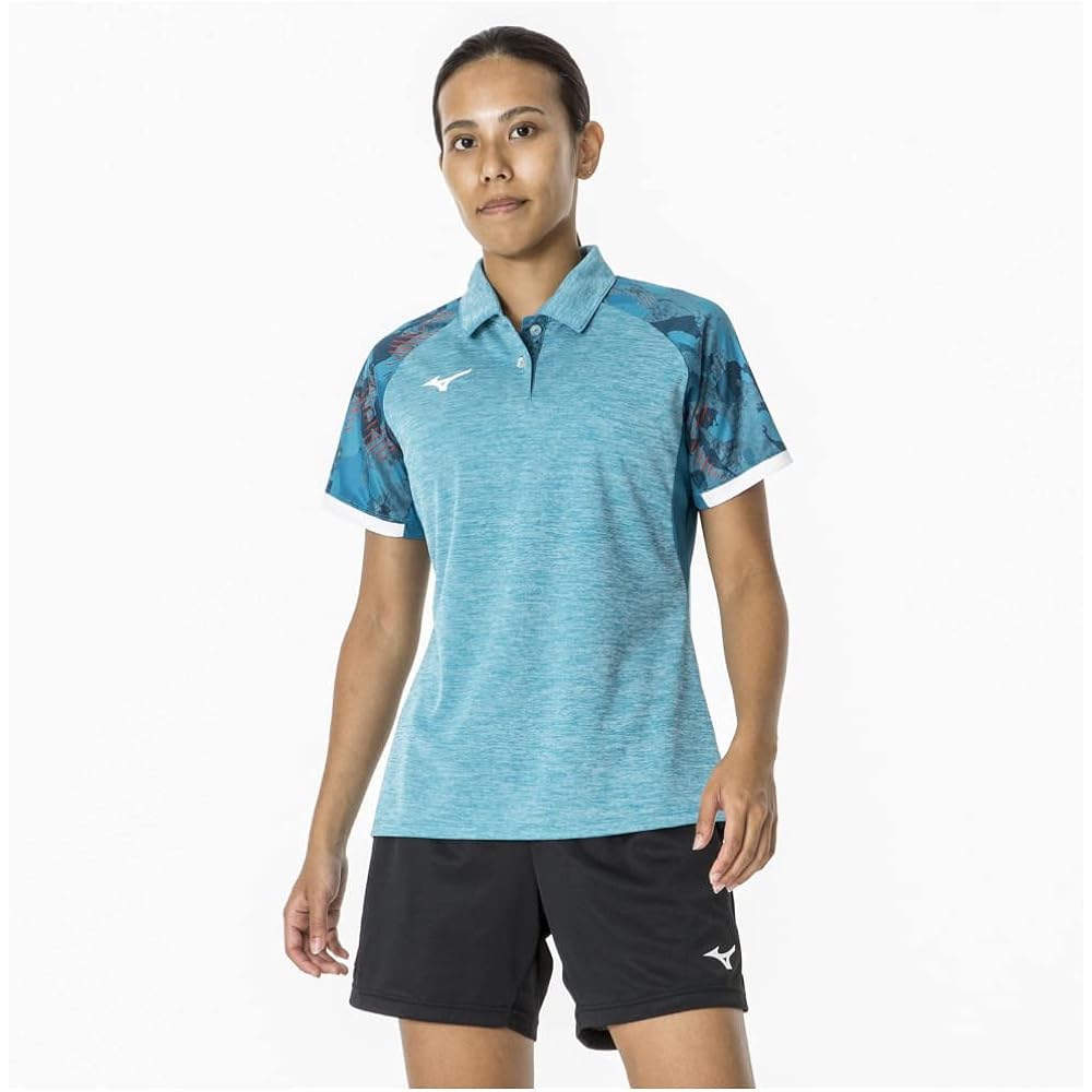 Mizuno 82JAA210 Women's Table Tennis Wear, Game Shirt, Short Sleeve, Polo Collar, Sweat Absorbent, Quick Drying, JTTA Official Approved