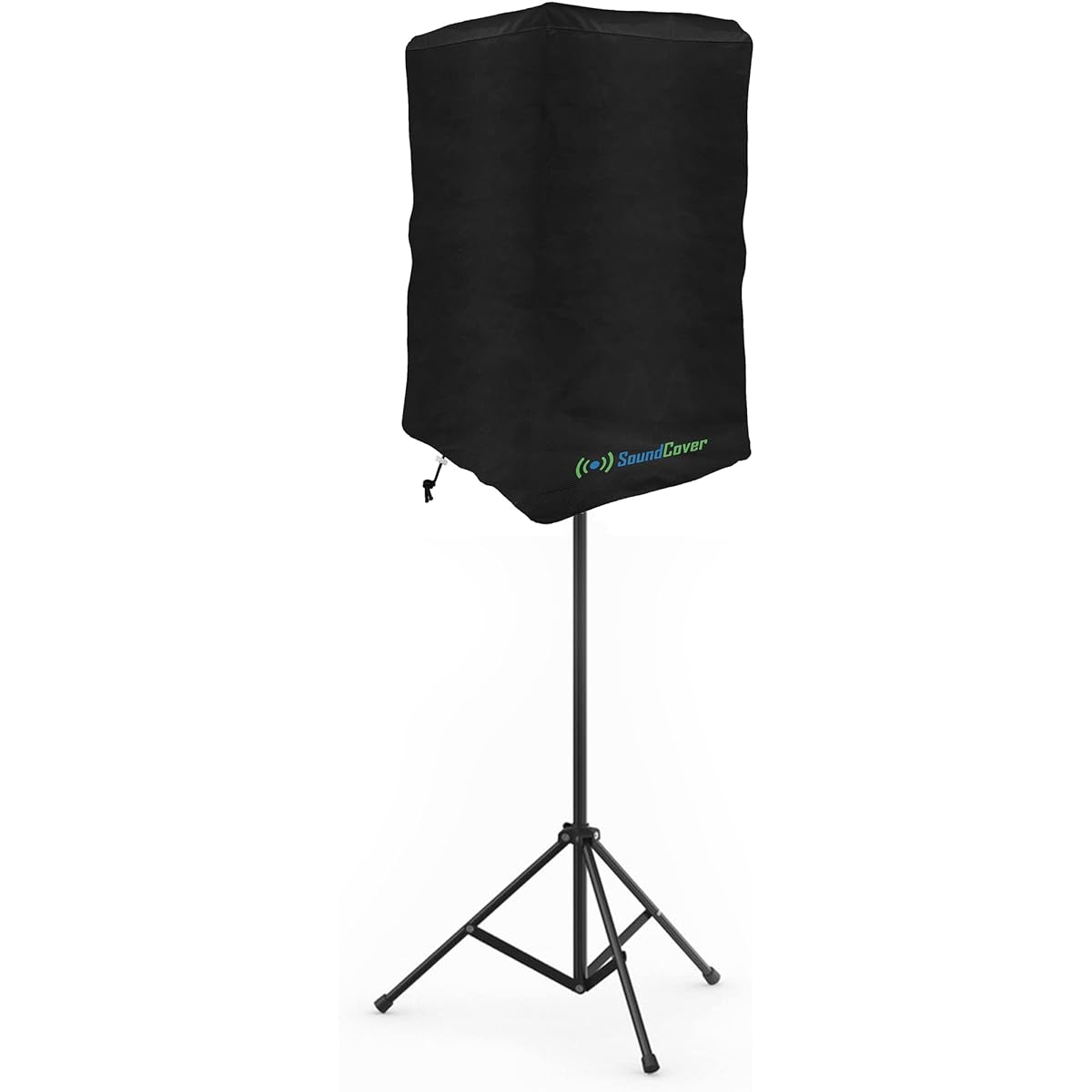 Black Lightweight Over-the-Top Speaker Cover Bag for 12" PA/DJ Powered Speakers Mounted on Stand - Waterproof (Not Waterproof) 50 UV Protection - Please check dimensions before ordering.