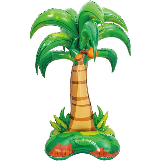 52" Standing Multicolor Coconut Tree Palm Base Foil Balloons Green Leaves Grass Balloons for Birthday Wedding Baby Shower Hawaii Luau Tropical Party Decorations
