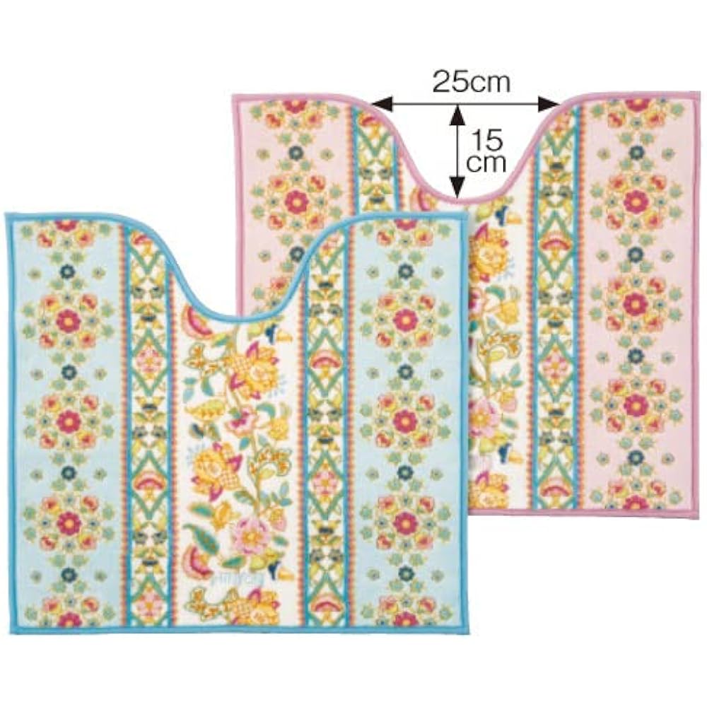 Kawashima Textile Cercon MINTON Tile Haddon Toilet Mat FT1290 B/Blue 941079 60X65cm