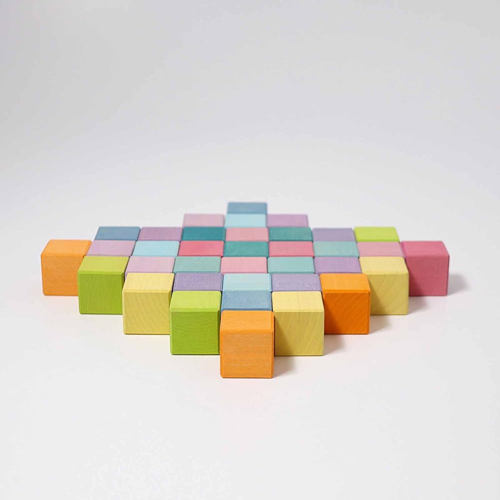GRIMM'S Toy Educational Toy Building Blocks Interior Figure Play Pastel Mosaic Cube SH43111