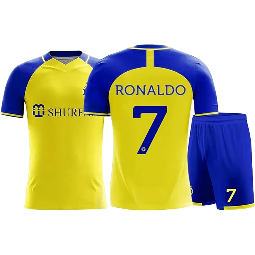 Children's Soccer Uniform Al Nasr C Ronaldo T-shirt Wear Uniform Home Replica Cronaldo 7 Ronaldo Men's (No. 7,28)