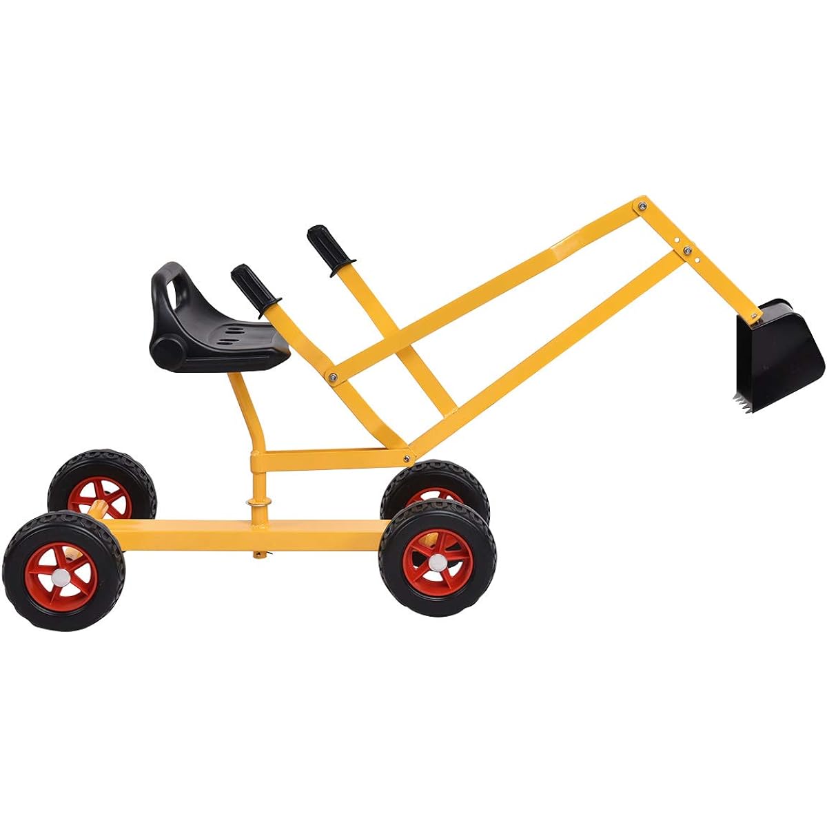 Costzon Kids Ride-On Digger with 360° Seat Swivel Excavator Crane Toy for Sand, Dirt, Snow, Heavy Duty Steel Beach Sandbox, Sit on Digger for Boys and Girls Outdoor Play (With Wheels)