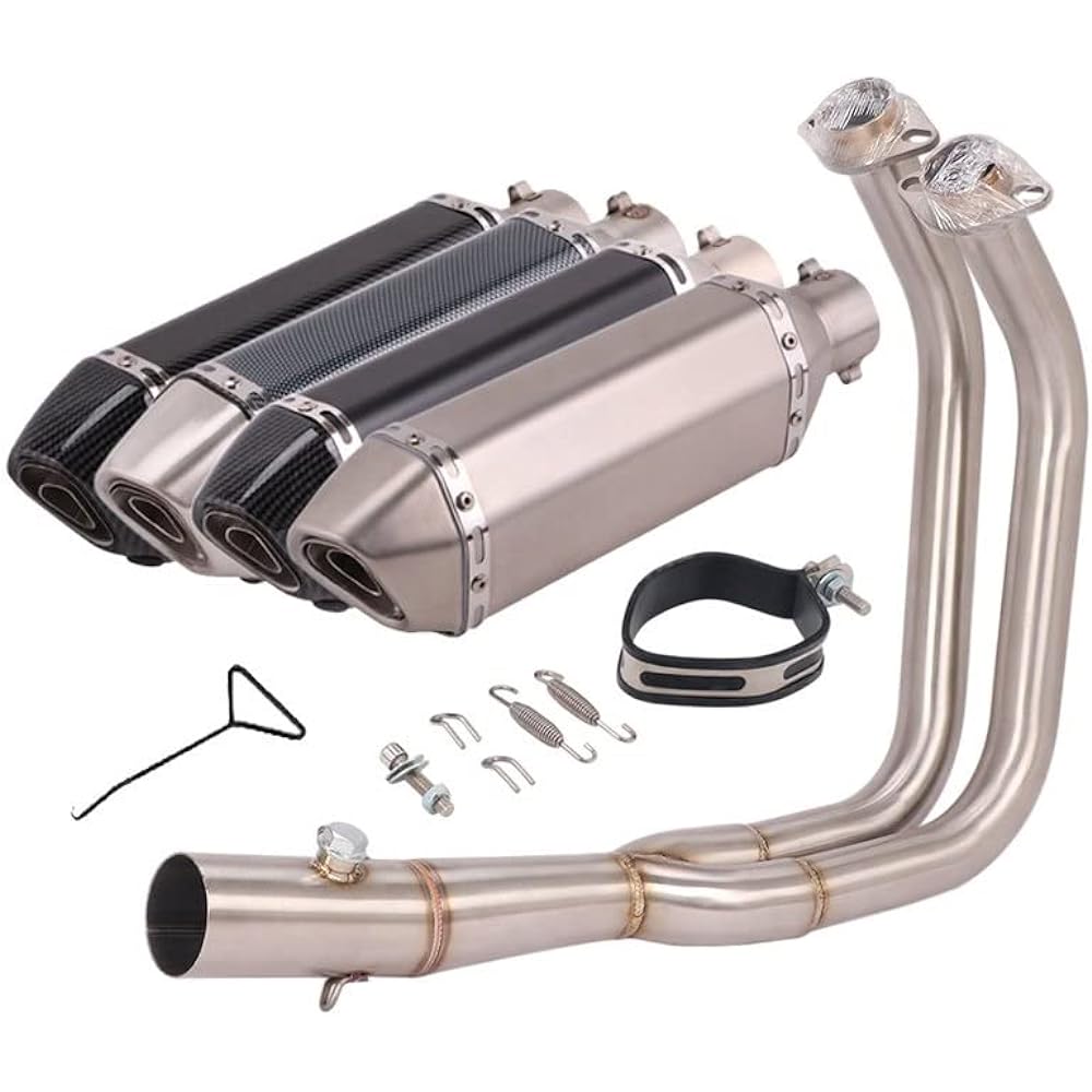 Motorcycle Exhaust End Silencer Motorcycle Exhaust Muffler Escape Front Pipe Slip-on Full System Exhaust Kawasaki Vulcan S 650 650s VN650 EN650 (Color: 3)