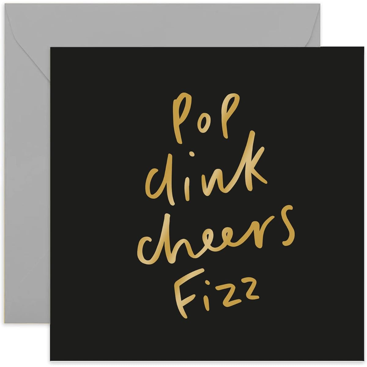 Old English Co. Pop Clink Cheers Fizz Card - Gold Foil | Celebration Congratulations | Blank Inside & Envelope Included