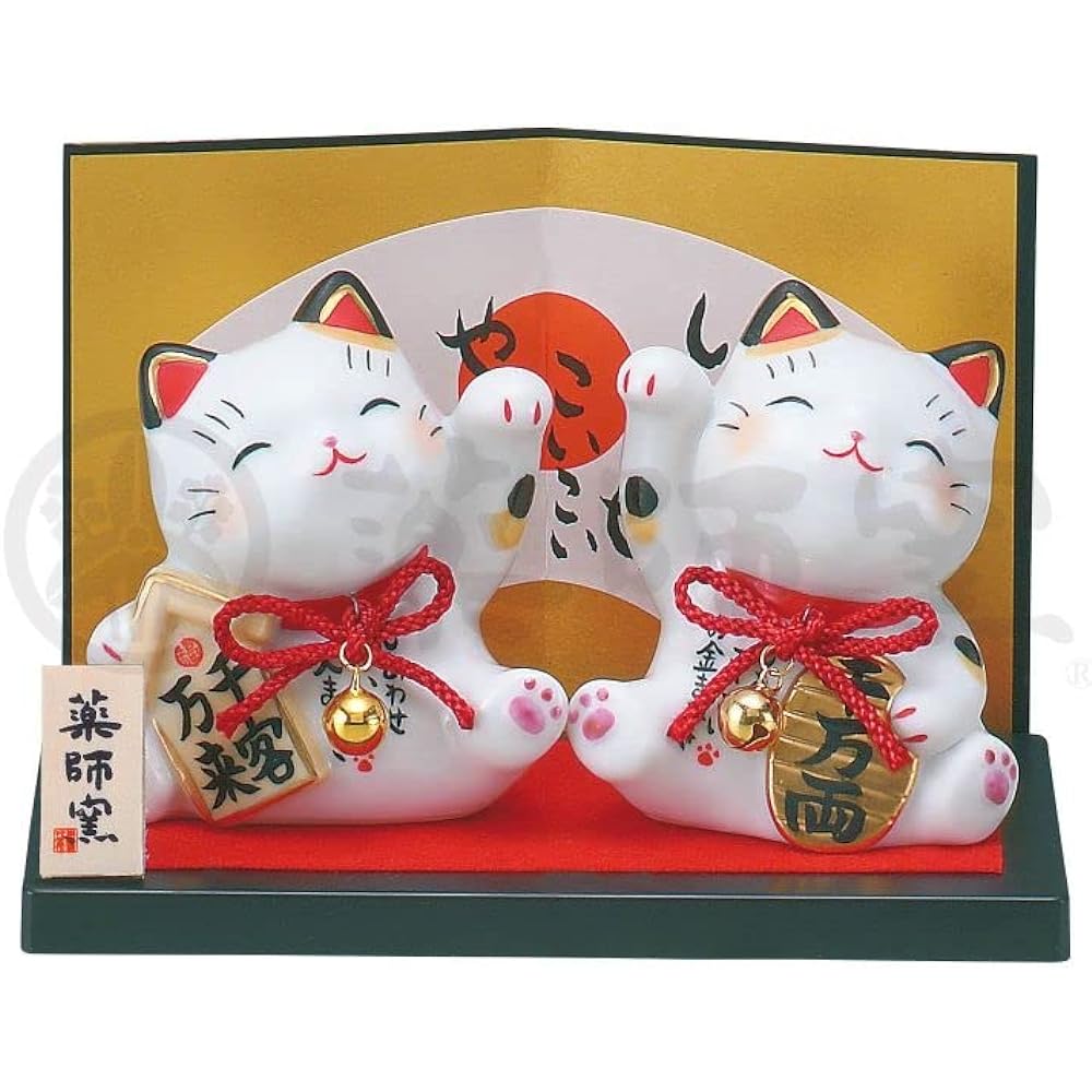 Yakushigama Aya Omikuji Good Luck Cat Daruma Display Set [7807] Increase Luck Feng Shui Ornament Interior Cat Cat Cat