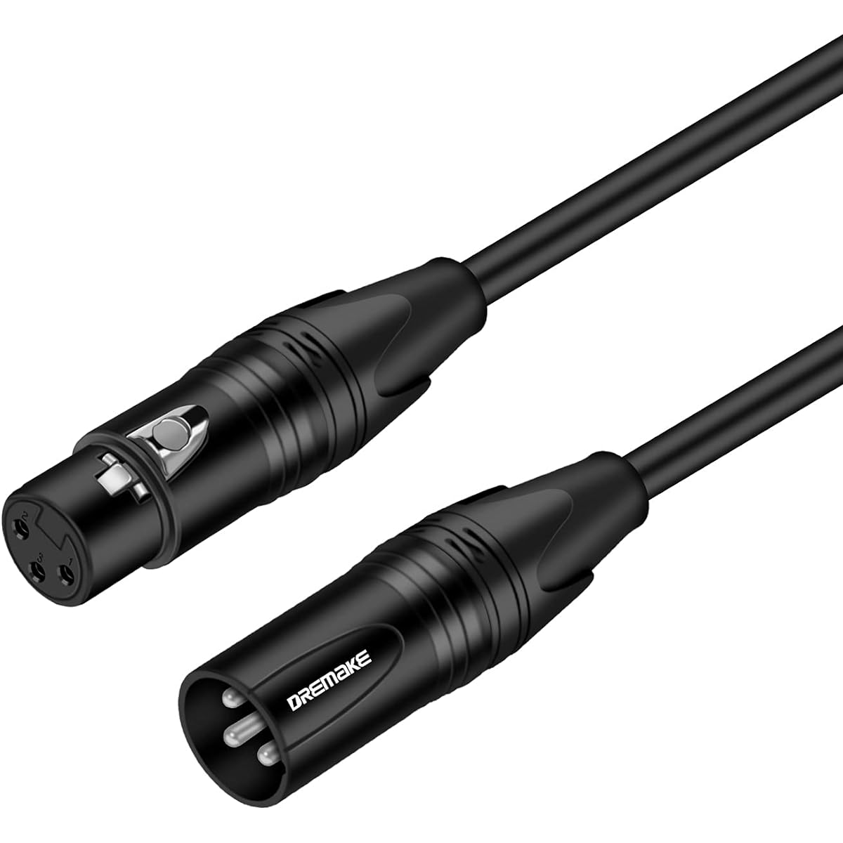 DREMAKE 3 Pin XLR Jack Cable Male to Female Low Z Microphone Balanced Audio Patch Cord for Powered Speakers DMX LED Effector Aqualyzer etc. 100ft/Black