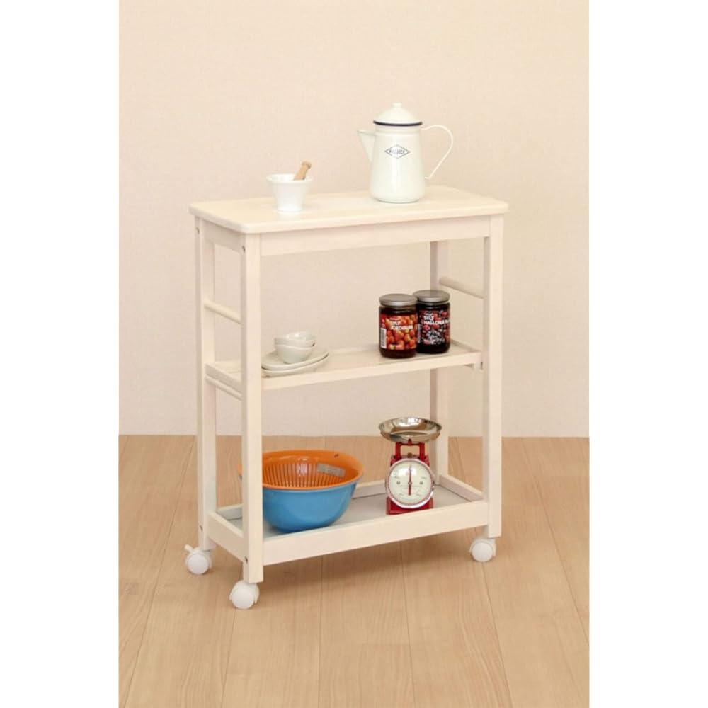 Market Wagon Slim 3 Tier Soup Width 56x Depth 25x Height 71cm White with Casters W-1873WH