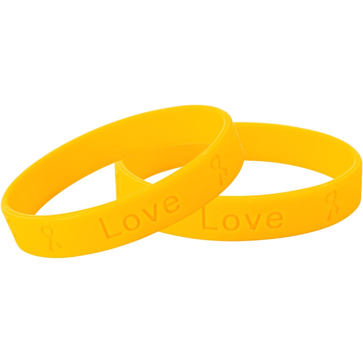 Gold Awareness Silicone Bracelet - Inexpensive Gold Ribbon Rubber Wristband for Childhood Cancer and Neuroblastoma Awareness, Fundraising, and Gifting - Perfect for People with Small Wrists