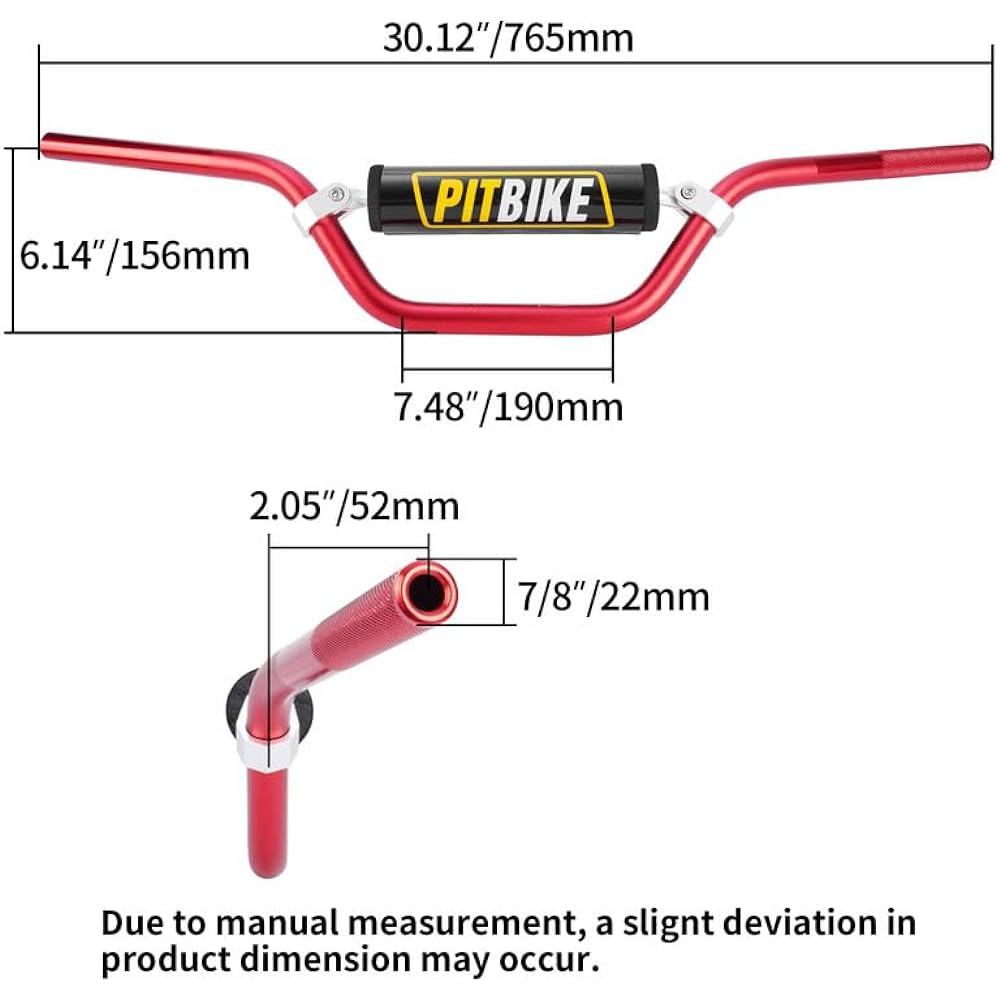 PRO CAKEN CRF YZF KXF KLX 7/8" 22mm Handlebar Foam Pad Replacement RMZ DRZ KTM Pit Dirt Bike Motocross ATV Quad Red