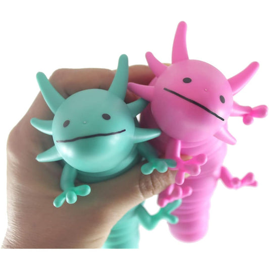 2 Axolotl Fidgets - Big Wiggle Articulated Moveable Axolotl Toy - Unique Gift for Lover Decoration (2 Random Colors)