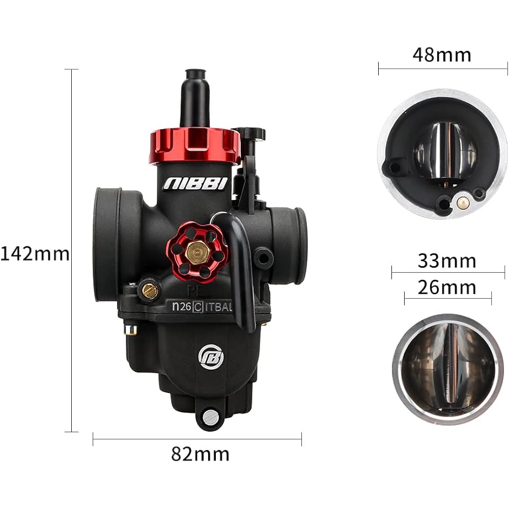 NIBBI Motorcycle Carburetor 26mm 125~150CC Carburetor PE26mm with Carburetor Jet for Honda CT125 Yamaha Kawasaki Suzuki Dirt Bike Mini Bike Scooter Moped Racing Performance (PE26)