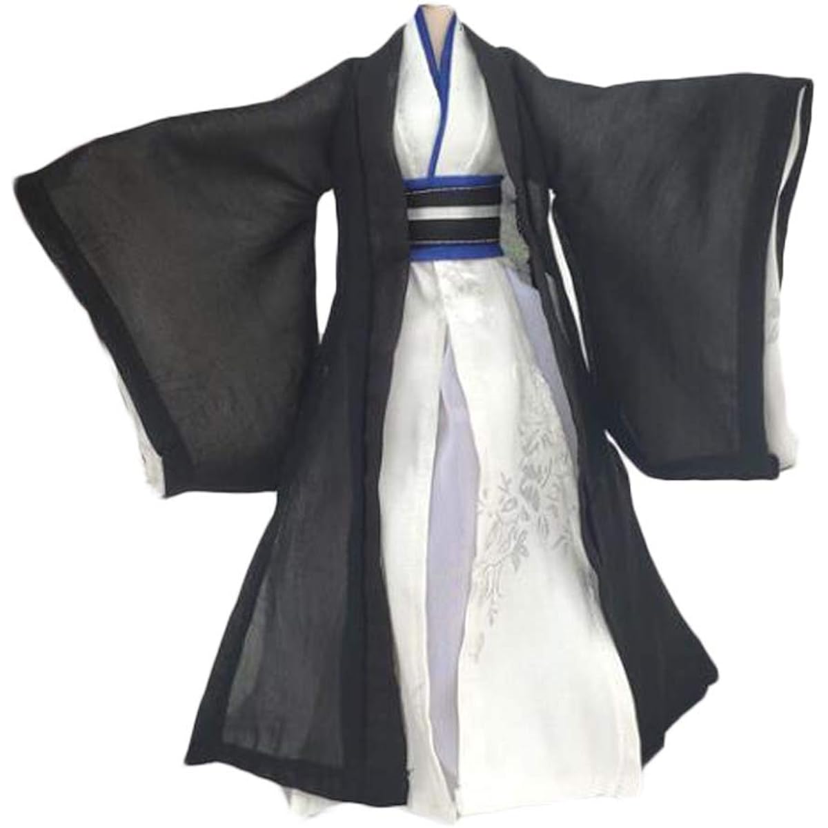 Handmade Chinese Style Ancient Costume Doll Dress Martial Arts Movie Black and White Doll Clothes for 11.5 Inch Doll