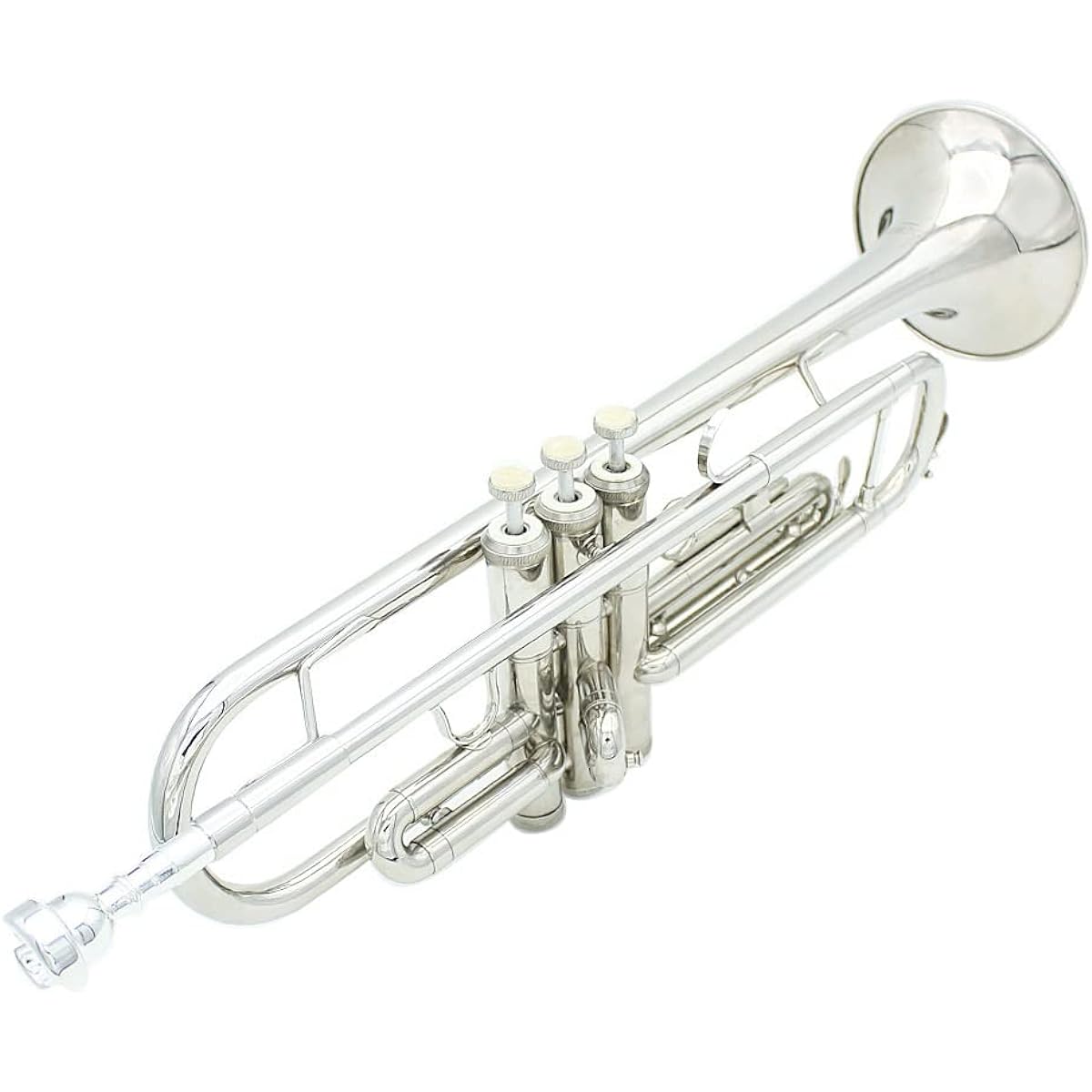 Trumpet Standard Bb Set with Hard Case, Cleaning Kit, Mouthpiece, Cloth and Gloves, Brass, Adults Playing Western Wind Instruments, For Beginner Kids & Adults (Color: Silver)
